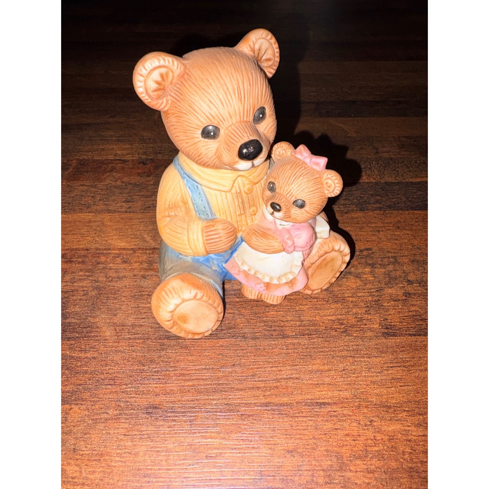 Vintage Homco 1444 Porcelain Bear Figurine‎ Father and Daughter Bears Taiwan
